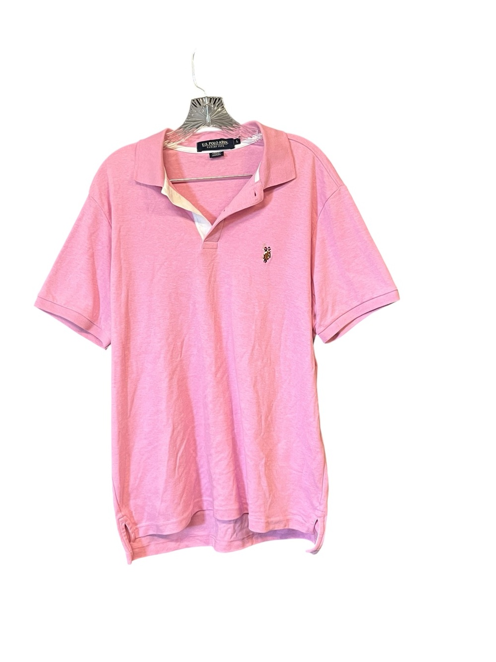 U.S. Polo Assn Polo Shirt Men’s L Pink Short Sleeve Golf Casual Preppy Logo